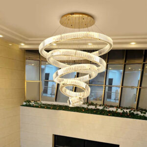 Modern Large Rings LED Chandelier Circle Crystal Iron Energy Saving Sample & Packing with Customer Logo Traditional Ns