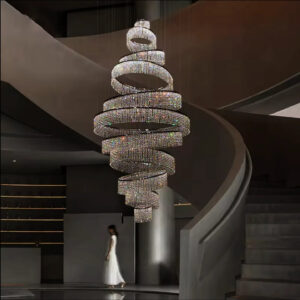 Modern American Design Decorative Lighting Hotel Lobby Luxury Ceiling Lights Large Crystal Cire Rings Stair Chandecllier